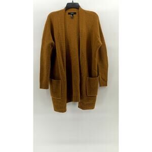 FOREVER 21 Women's Mustard Yellow Knit Wool-Blend Open-Front Cardigan SZ S